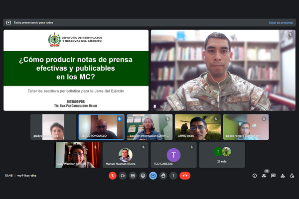Charla Virtual sobre ¿Cómo producir notas de prensa efectivas y publicables en los medios de comunicación? para el personal del área de Informaciones de la Jerre
